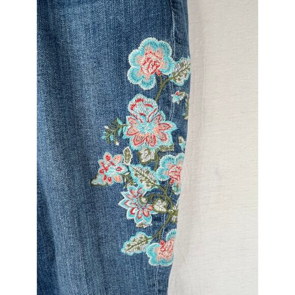 J. Jill Denim Authentic Fit cropped embroidered stretch denim jeans, size 16 - Picture 5 of 10
